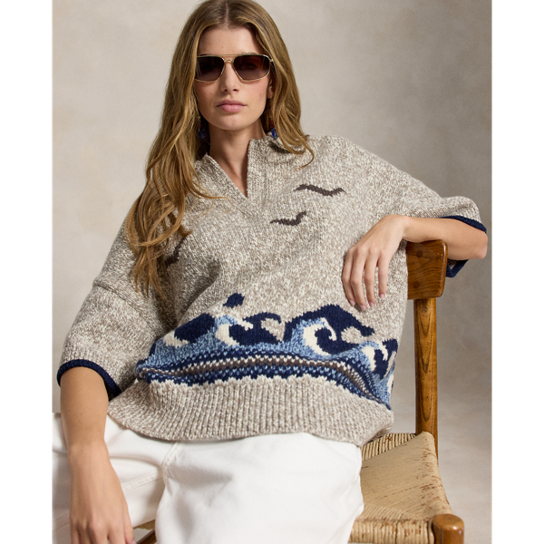Polo Ralph Lauren ウェーブモチーフ ウールブレンド セーター ナチュラル/クリーム マルチ 7