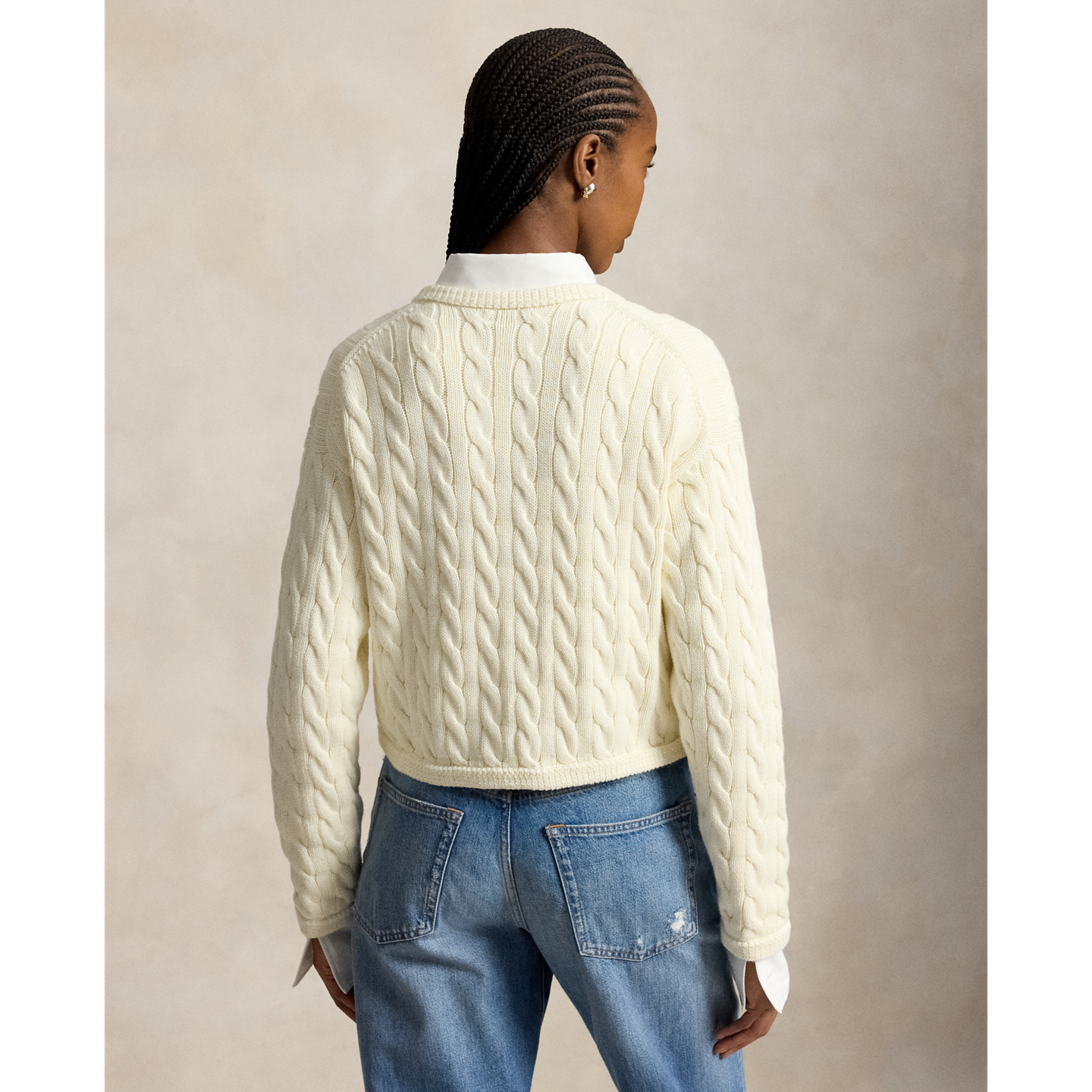 Кардиган Ralph Lauren Cable-Knit Cotton-Blend, цвет: Кремовый — фото 2