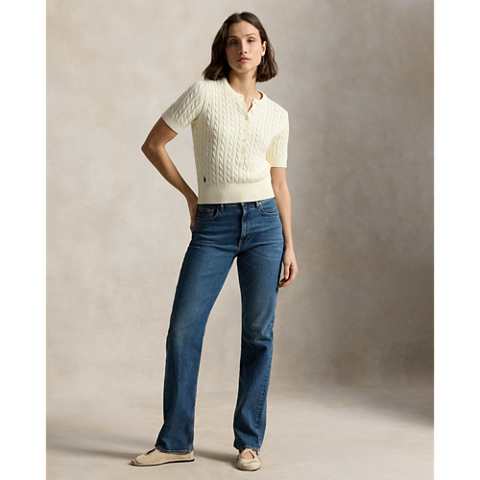 Женские свитеры Ralph Lauren Mini-Cable Short-Sleeve Henley Sweater