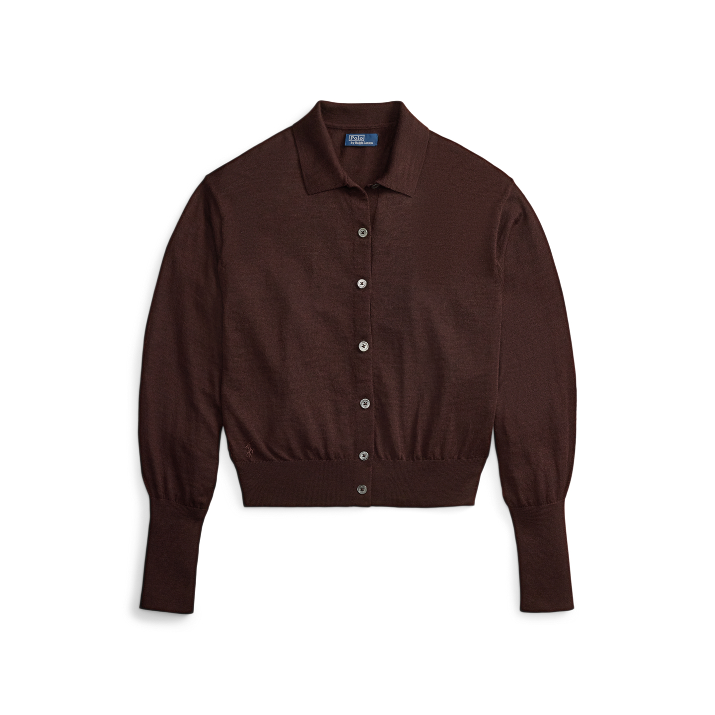 Женский кардиган Ralph Lauren Polo-Collar Wool Blouson, цвет: Шоколадный меланжевый — фото 6