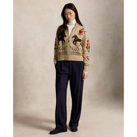 Женские кардиганы Ralph Lauren Intarsa-Knit Cotton-Wool Shawl Cardigan