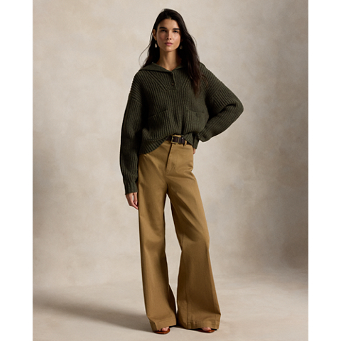 Ralph Lauren Wool-Cotton Half-Placket Sweater