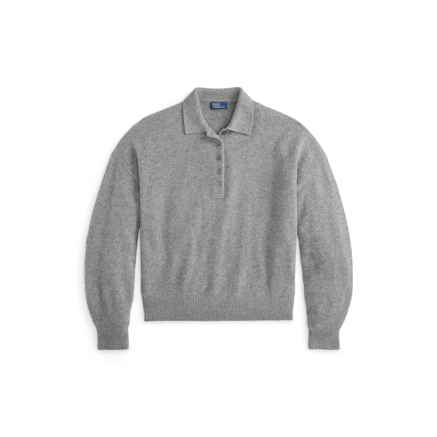 Женский свитер Ralph Lauren Polo-Collar Cashmere, цвет: Серый меланжевый — фото 5