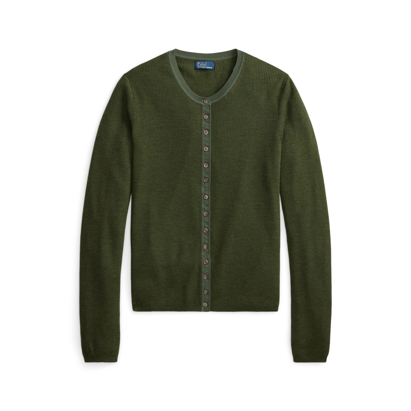 Женский кардиган Ralph Lauren Rib-Knit Wool, цвет: Оливковый меланжевый — фото 5