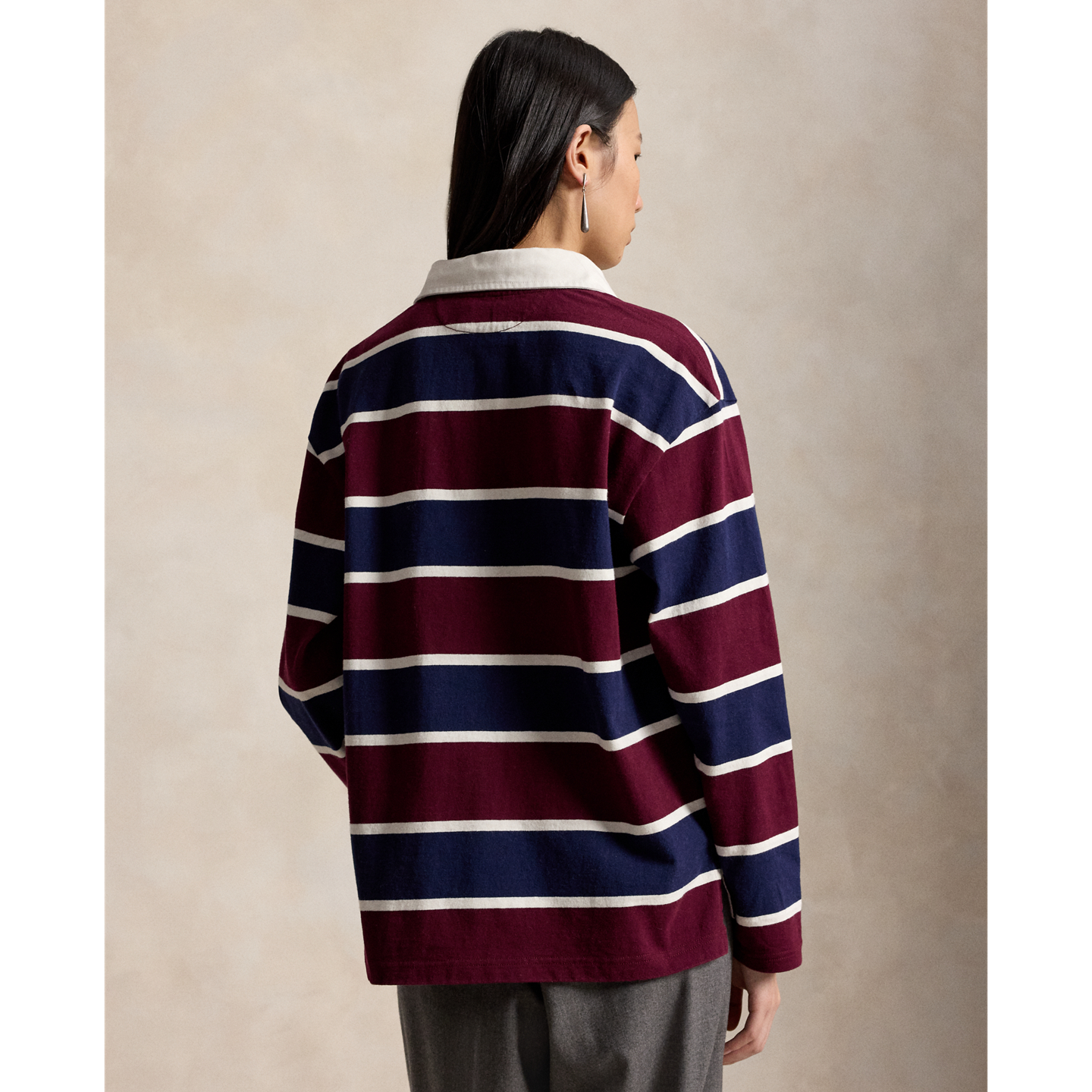 Женская рубашка Ralph Lauren Oversize Cotton Rugby, цвет: Винный разноцветный — фото 2