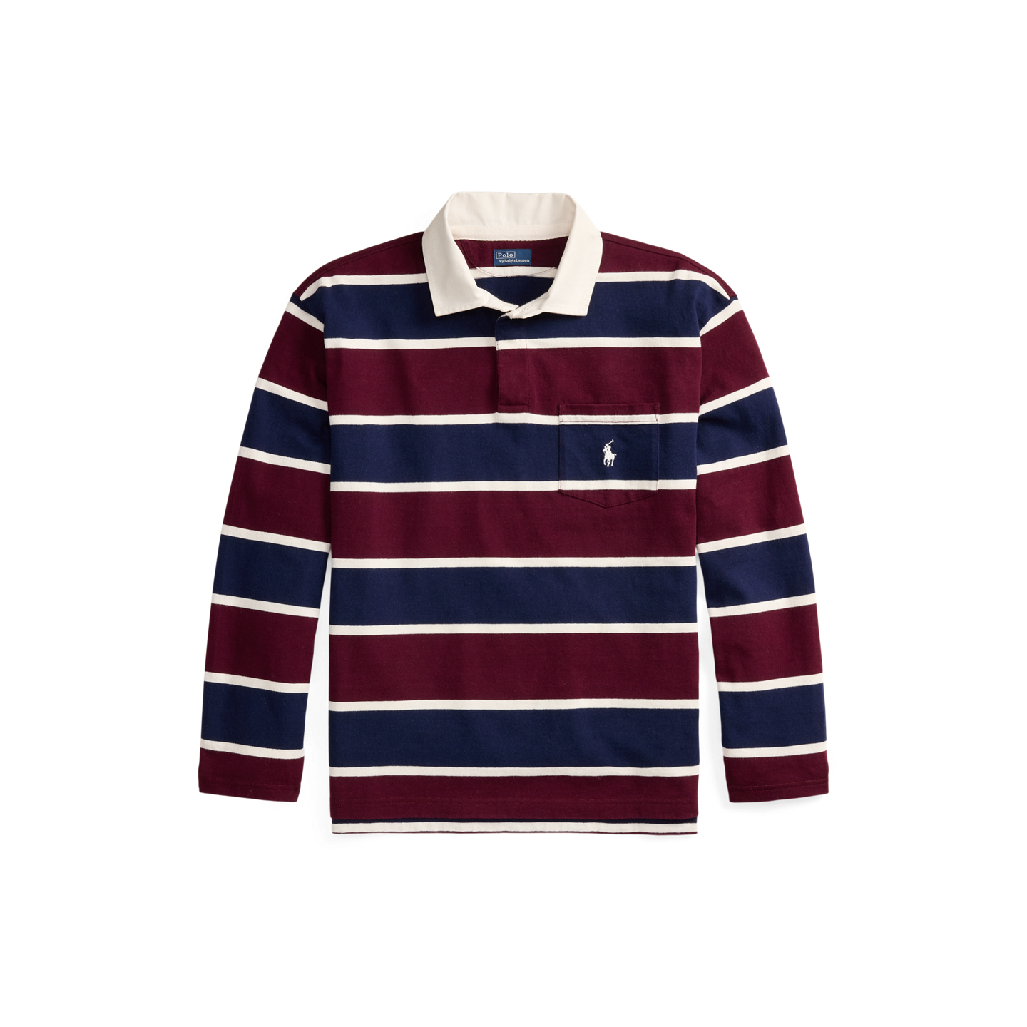 Женская рубашка Ralph Lauren Oversize Cotton Rugby, цвет: Винный разноцветный — фото 6