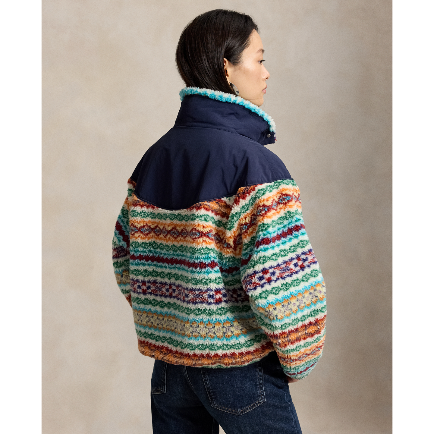 Женские куртки Ralph Lauren Fair Isle High-Pile Fleece Mockneck, цвет: Разноцветный — фото 2