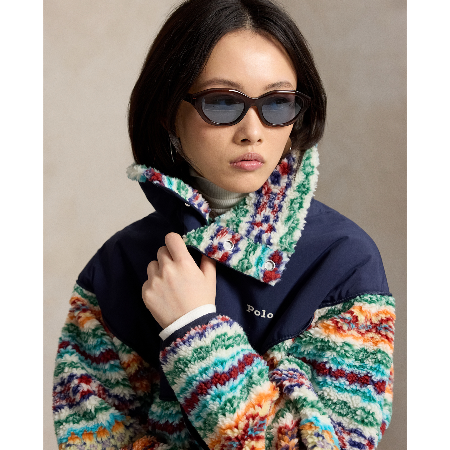 Женские куртки Ralph Lauren Fair Isle High-Pile Fleece Mockneck, цвет: Разноцветный — фото 3
