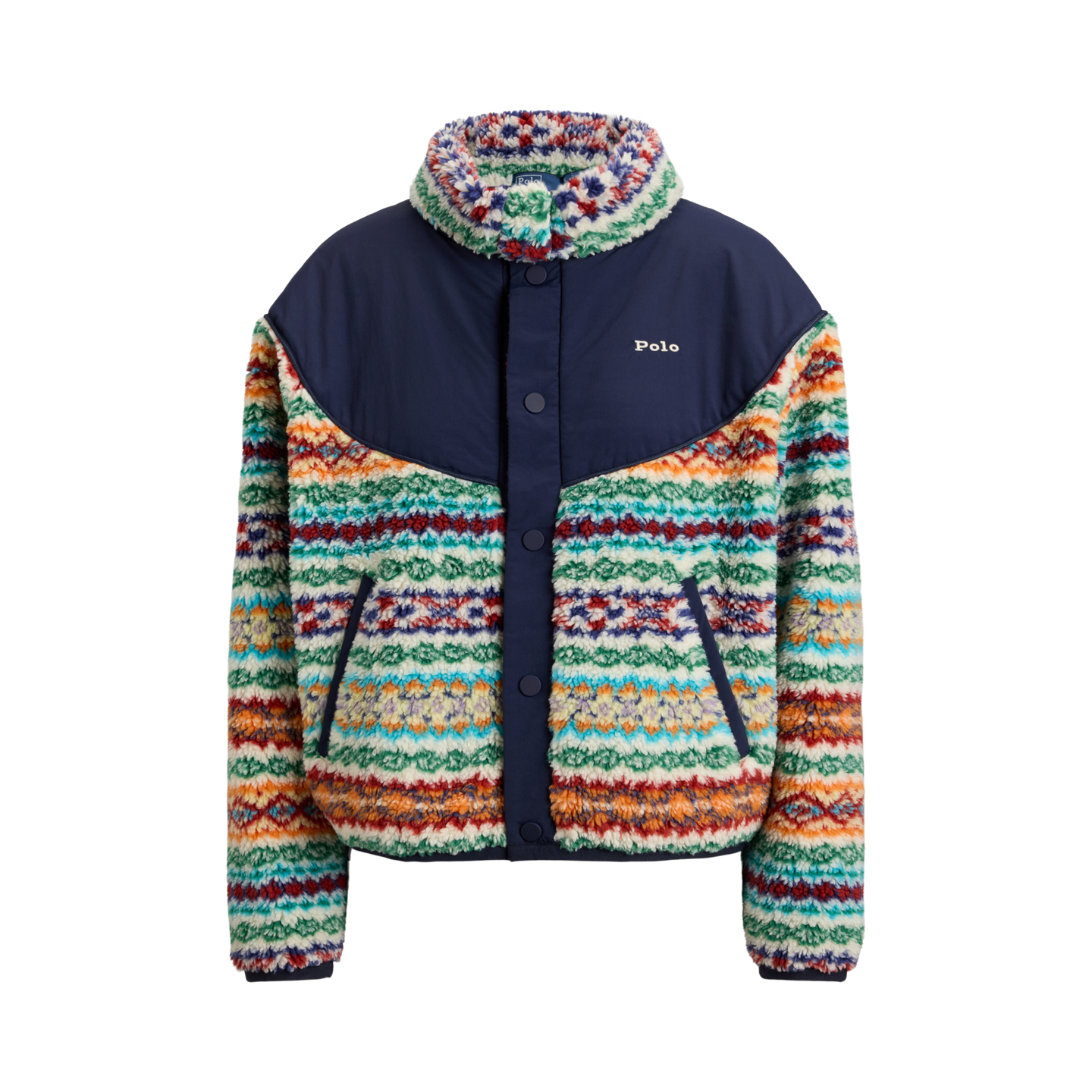 Женские куртки Ralph Lauren Fair Isle High-Pile Fleece Mockneck, цвет: Разноцветный — фото 5