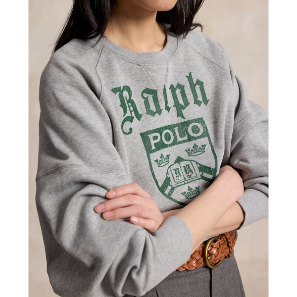 League Heather PRL Crest Fleece Crewneck Polo Ralph Lauren 6