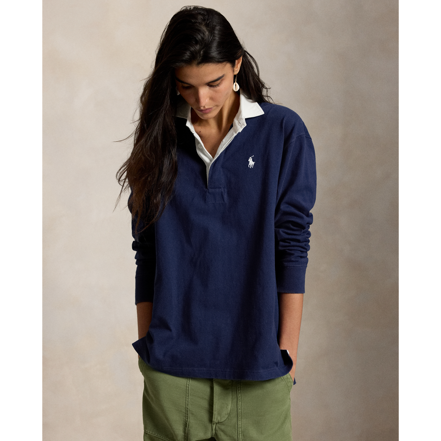 Женская рубашка Ralph Lauren Oversize Cotton Rugby, цвет: Королевский синий — фото 4
