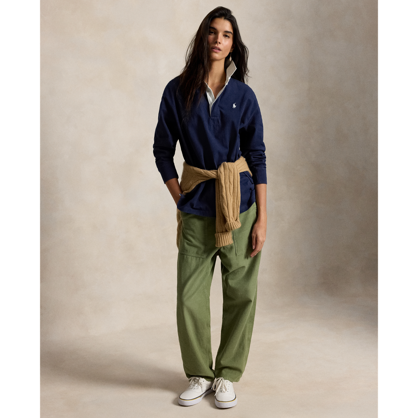 Женская рубашка Ralph Lauren Oversize Cotton Rugby, цвет: Королевский синий — фото 1
