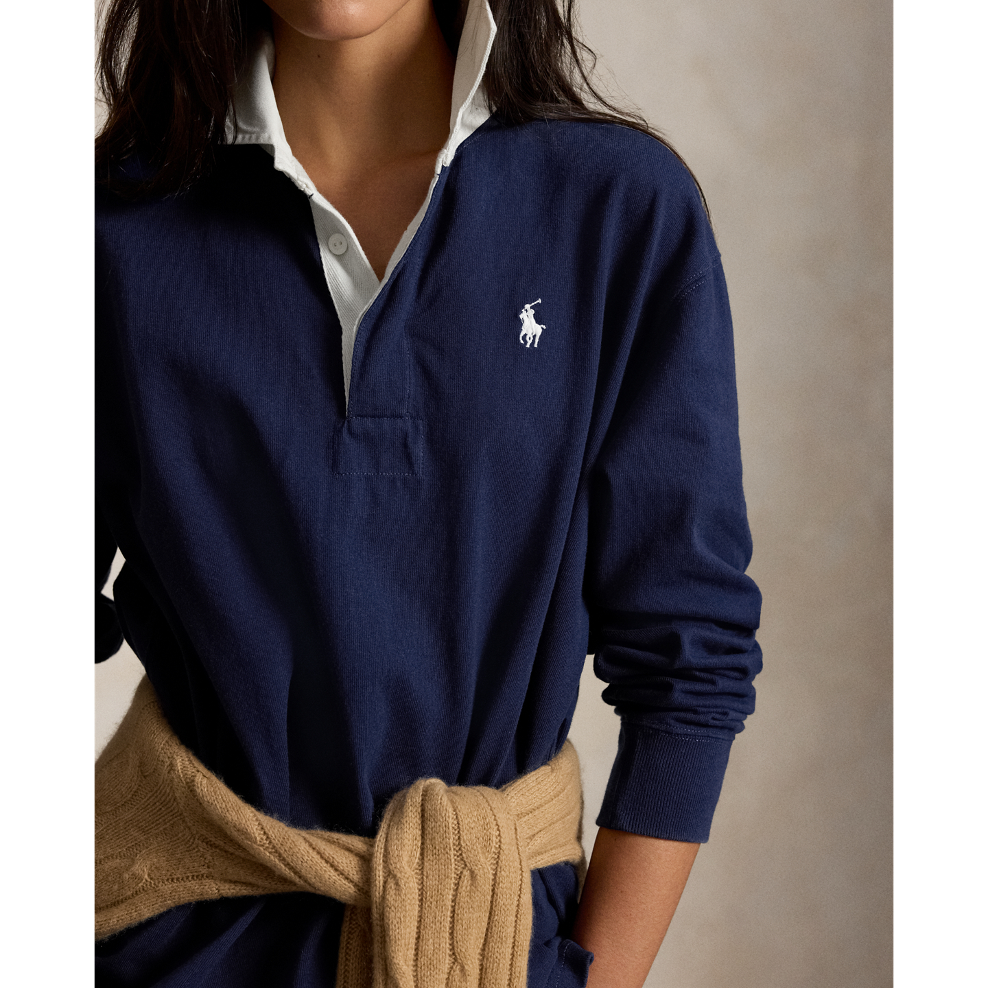 Женская рубашка Ralph Lauren Oversize Cotton Rugby, цвет: Королевский синий — фото 3
