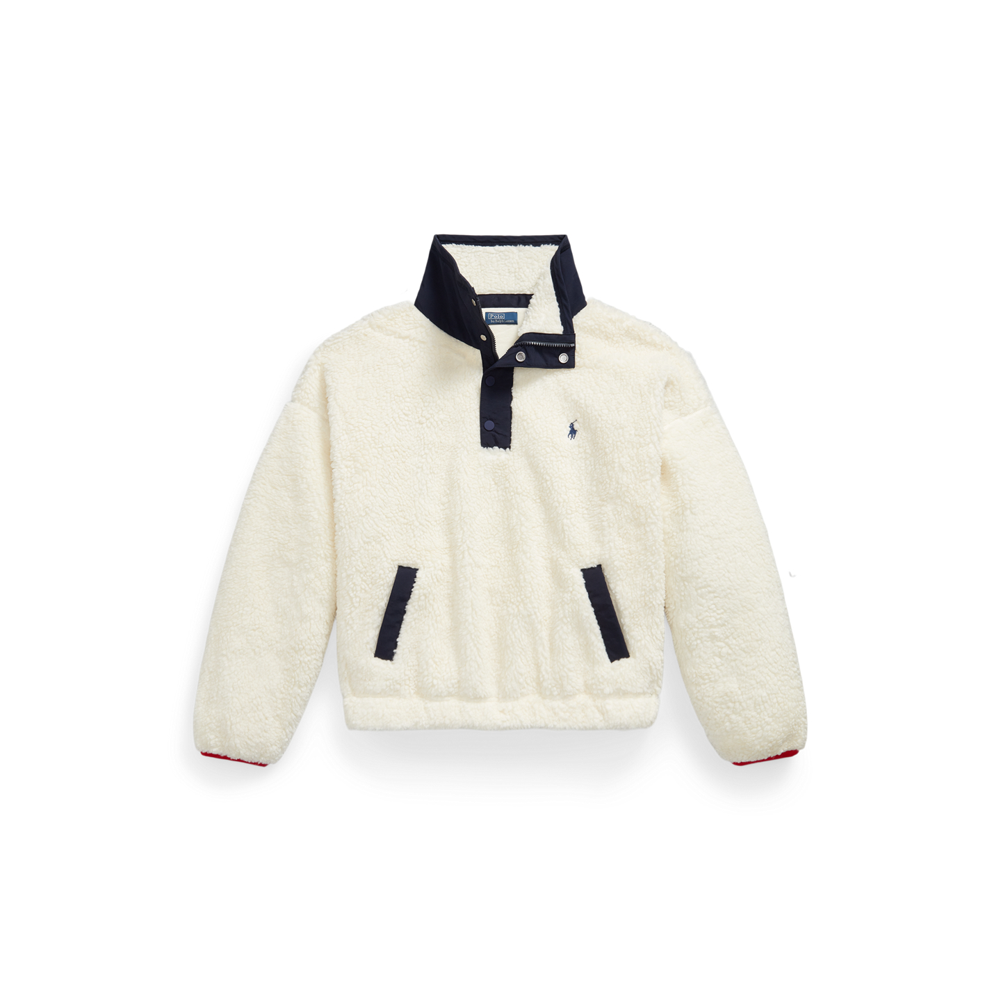 Женский флисовый свитшот Ralph Lauren Polo Bear с высоким горлом из длинного ворса, цвет: Кремовый разноцветный — фото 5