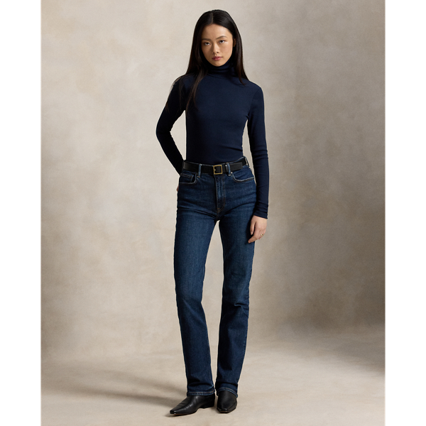 Stretch-Cotton Ribbed Turtleneck