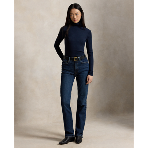Женская водолазка Ralph Lauren из стрейч-хлопка в рубчик, цвет: Тёмно-синий