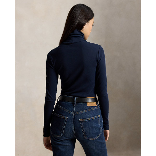 Stretch-Cotton Ribbed Turtleneck