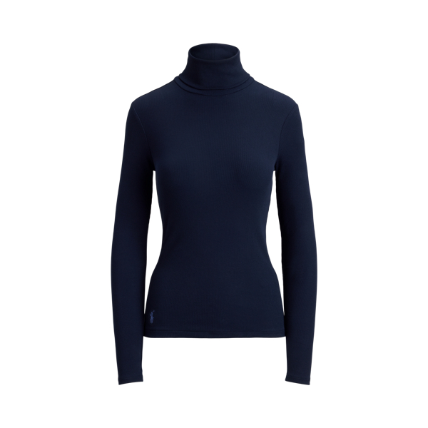 Stretch-Cotton Ribbed Turtleneck