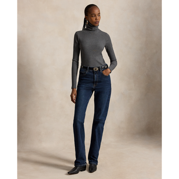 Stretch-Cotton Ribbed Turtleneck