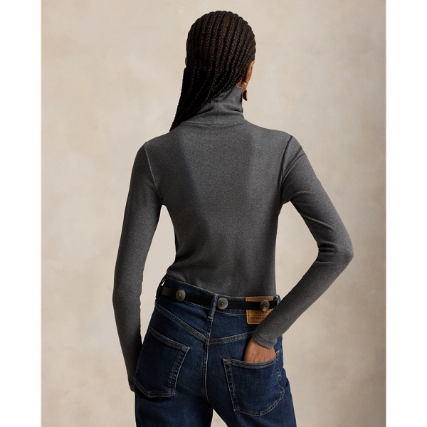 Stretch-Cotton Ribbed Turtleneck