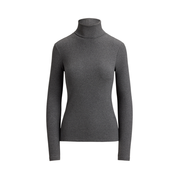 Stretch-Cotton Ribbed Turtleneck