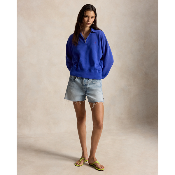 Pull demi-zipp&eacute; en molleton l&eacute;ger Polo Ralph Lauren en Bleu Gala 4