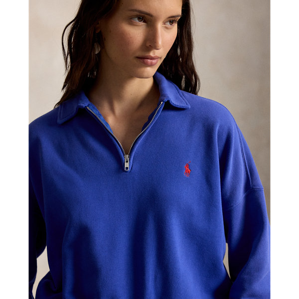 Pull demi-zipp&eacute; en molleton l&eacute;ger Polo Ralph Lauren en Bleu Gala 6