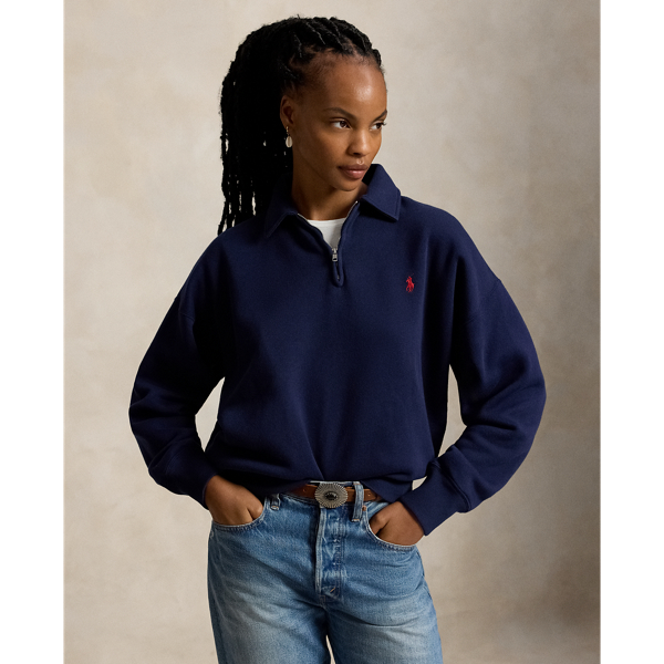 Pull demi-zipp&eacute; en molleton Polo Ralph Lauren en Marine croisi&egrave;re 1
