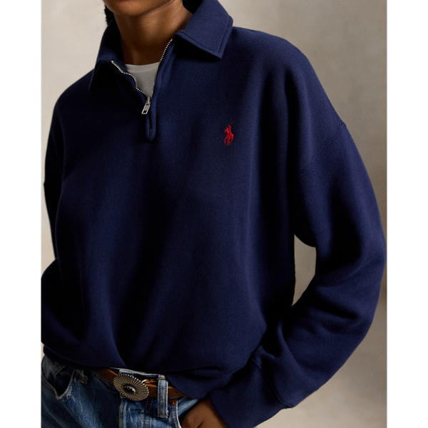Pull demi-zipp&eacute; en molleton Polo Ralph Lauren en Marine croisi&egrave;re 6