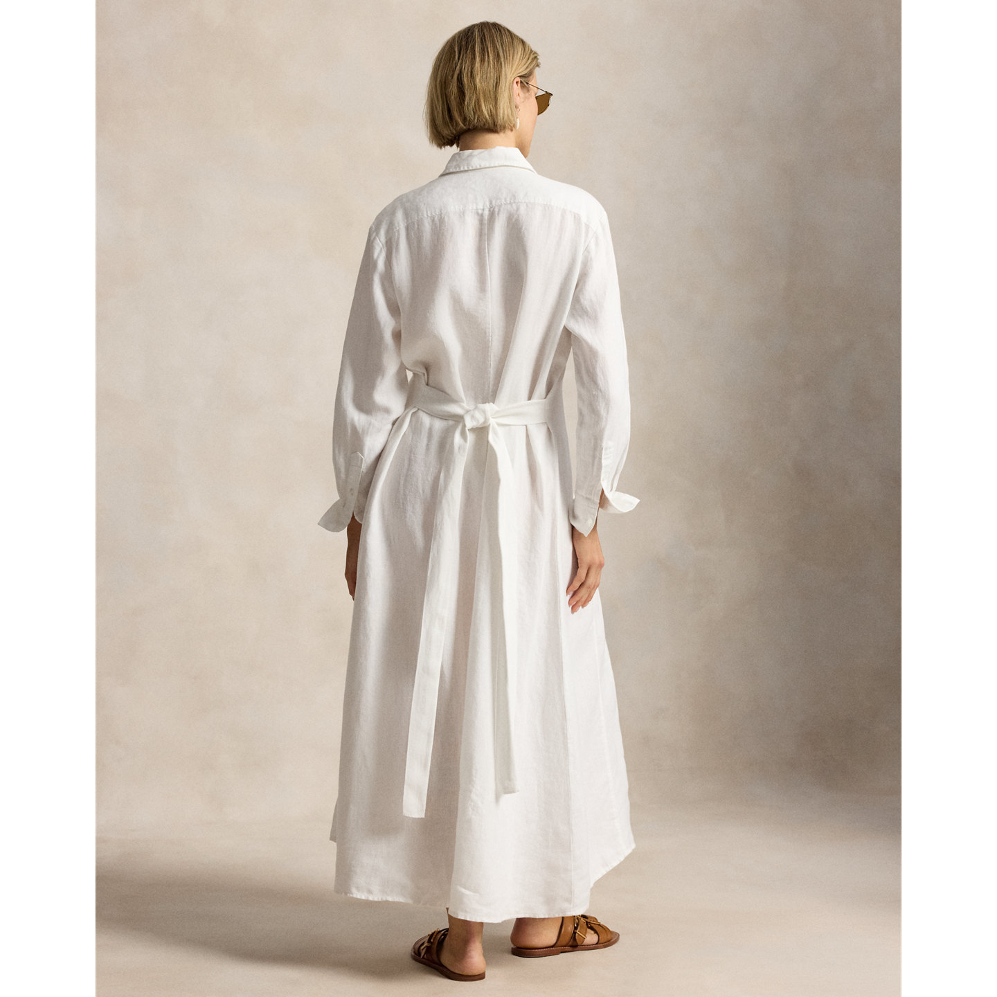 Женское платье Polo Ralph Lauren Self-Tie Linen Shirtdress, цвет: Белый — фото 2