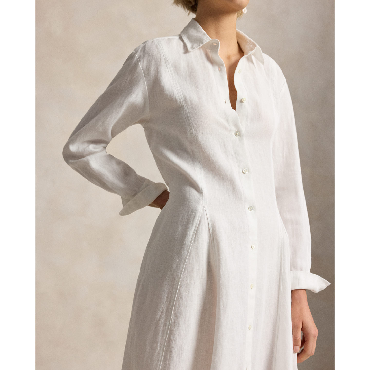 Женское платье Polo Ralph Lauren Self-Tie Linen Shirtdress, цвет: Белый — фото 3