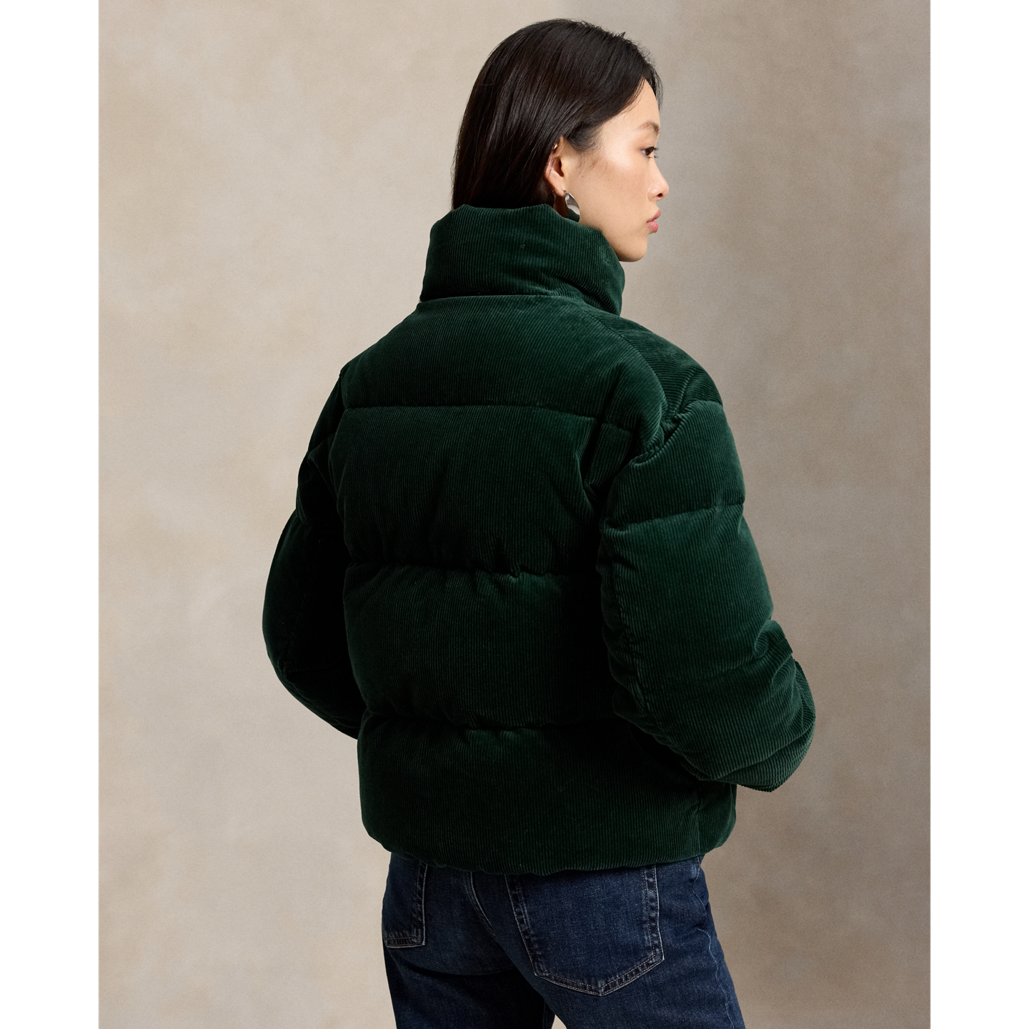 Женская куртка Ralph Lauren Corduroy Down Puffer, цвет: Сосновый — фото 2