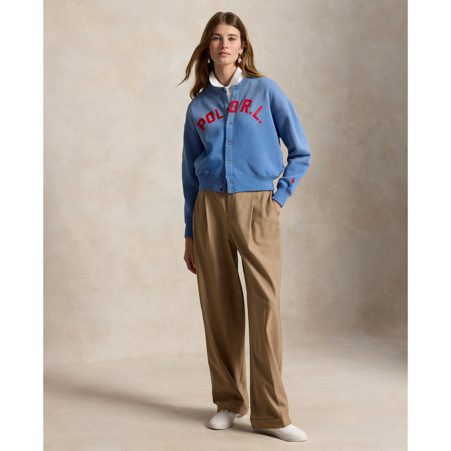 Кардиган Ralph Lauren Logo Fleece Snapped, цвет: Синий — фото 1