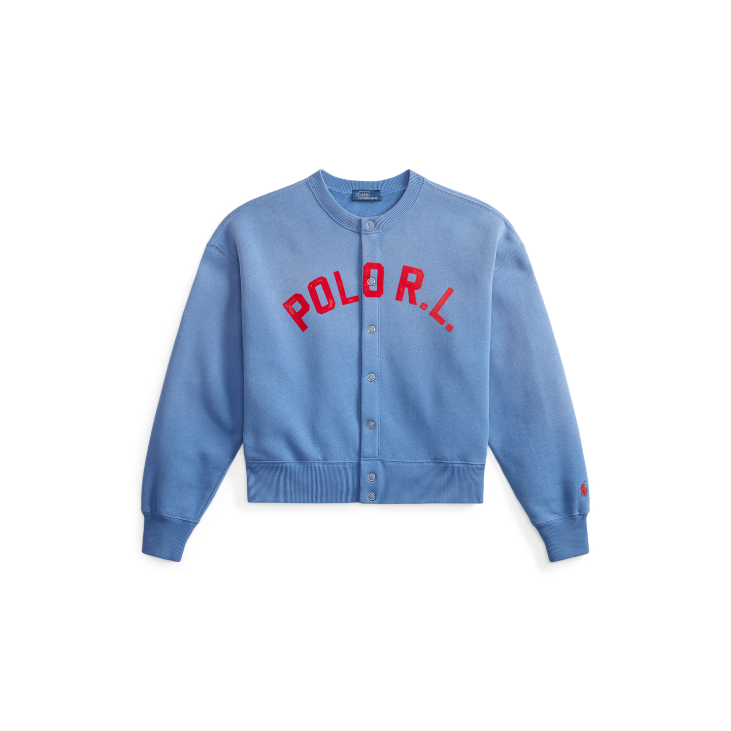 Кардиган Ralph Lauren Logo Fleece Snapped, цвет: Синий — фото 6