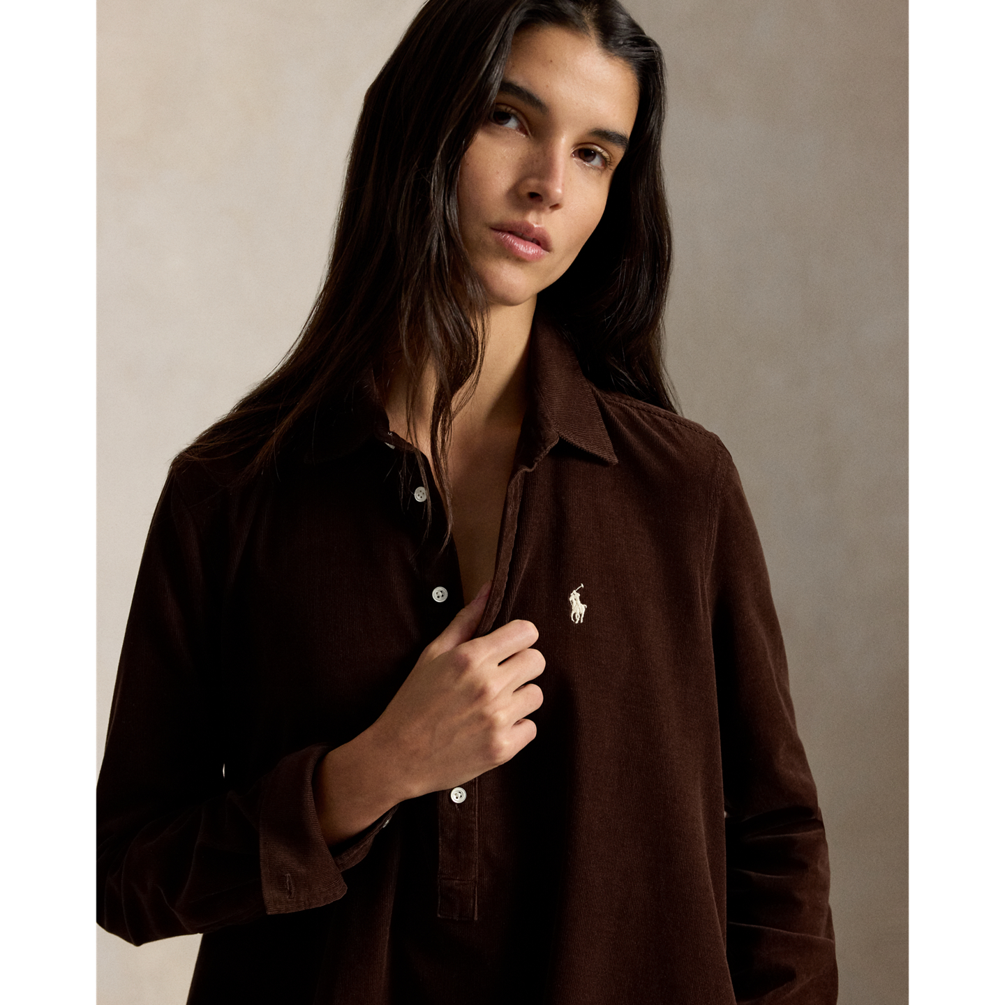 Женское платье Ralph Lauren Corduroy Pleated Shirtdress, цвет: Тёмный коричневый — фото 3