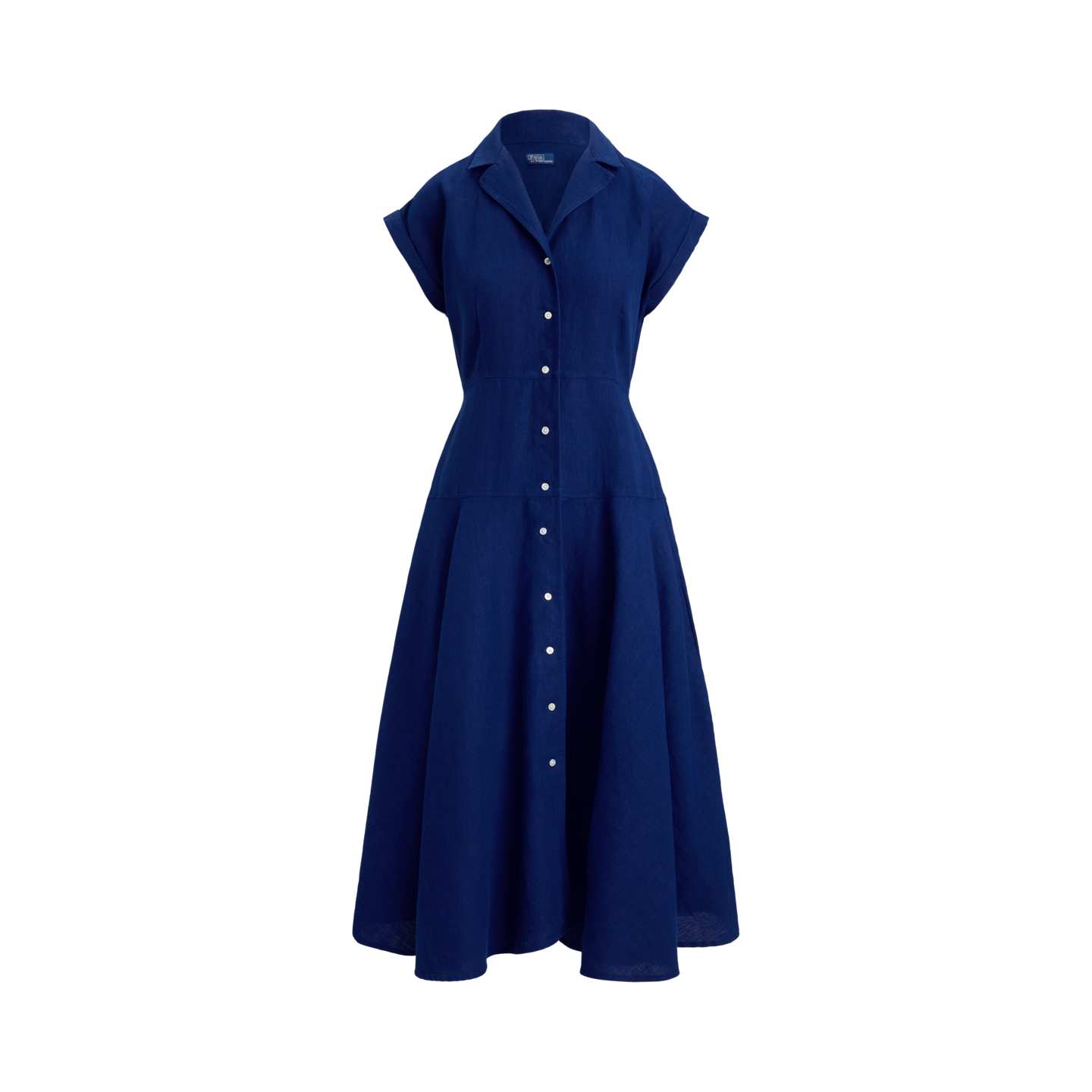 Женское платье Ralph Lauren Linen Cap-Sleeve Shirtdress, цвет: Королевский синий — фото 4
