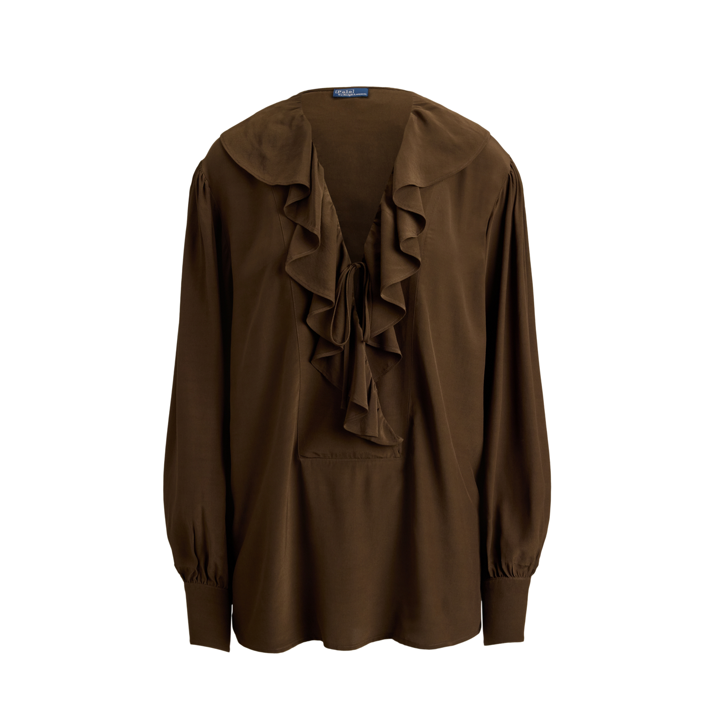 Женская рубашка Ralph Lauren Ruffled Crepe, цвет: Тёмный коричневый — фото 5