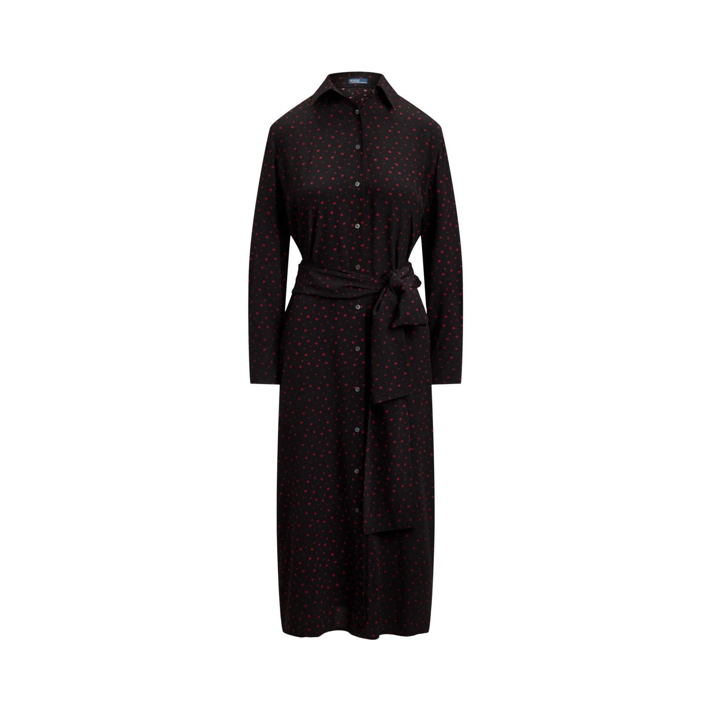 Женское платье Ralph Lauren Printed Crepe Tie-Waist Shirtdress, цвет: Разноцветный чёрный красный — фото 6