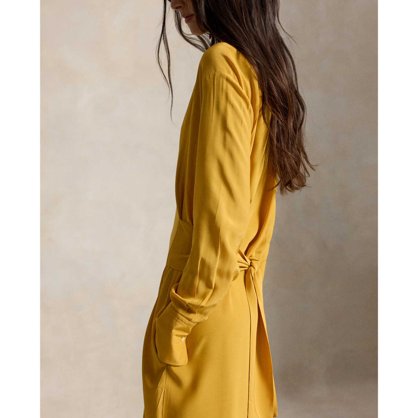 Женское платье Ralph Lauren Tie-Front Crepe, цвет: Золотой жёлтый — фото 4