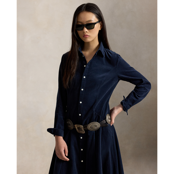 Polo Ralph Lauren コーデュロイ Aライン シャツドレス ネイビー 4