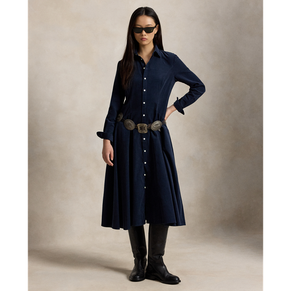 Polo Ralph Lauren コーデュロイ Aライン シャツドレス ネイビー 1