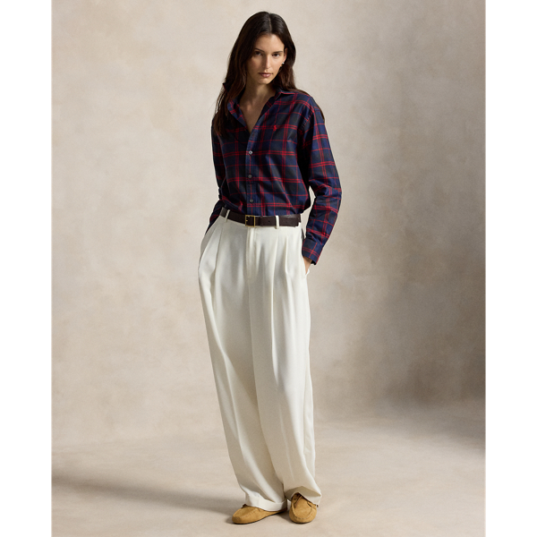 Relaxed Fit Plaid Cotton Twill Shirt