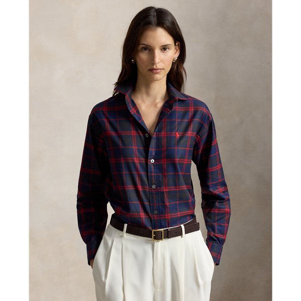 Relaxed Fit Plaid Cotton Twill Shirt