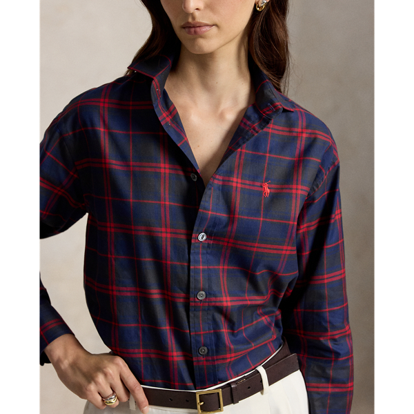 Relaxed Fit Plaid Cotton Twill Shirt