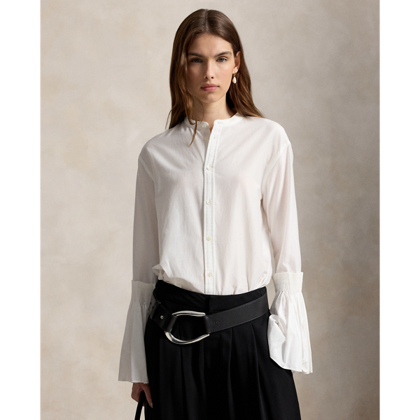 Cotton-Silk Bell-Sleeve Shirt