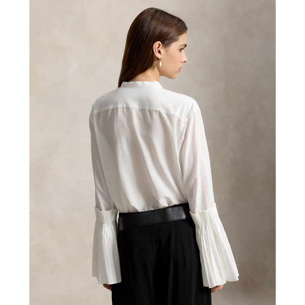 Cotton-Silk Bell-Sleeve Shirt