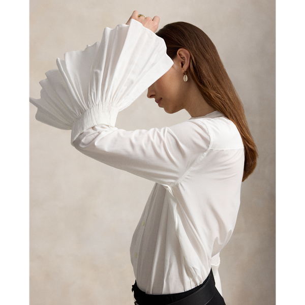 Cotton-Silk Bell-Sleeve Shirt