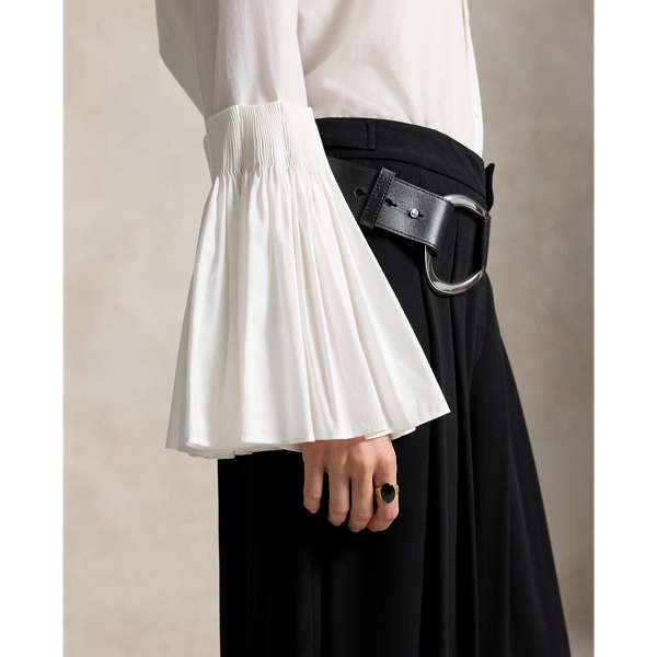 Cotton-Silk Bell-Sleeve Shirt