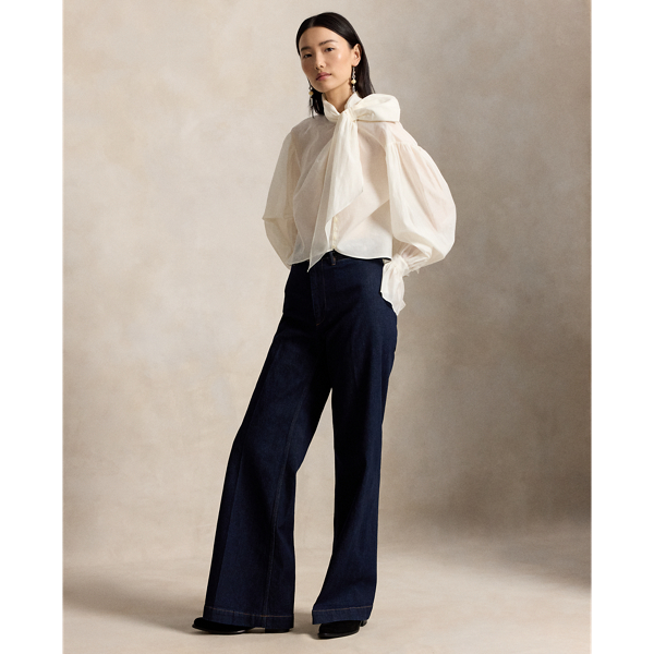 Tie-Bow Organdy Shirt