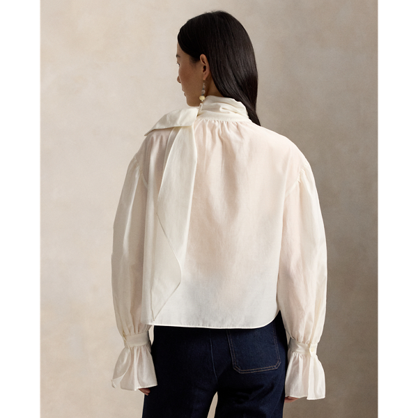 Tie-Bow Organdy Shirt